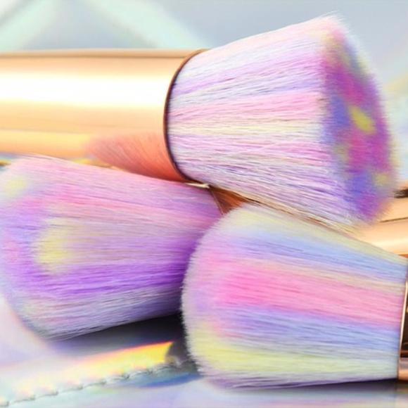 NEW 10pc Unicorn Diamond Makeup Brush Set W/Bag - Picture 7 of 7